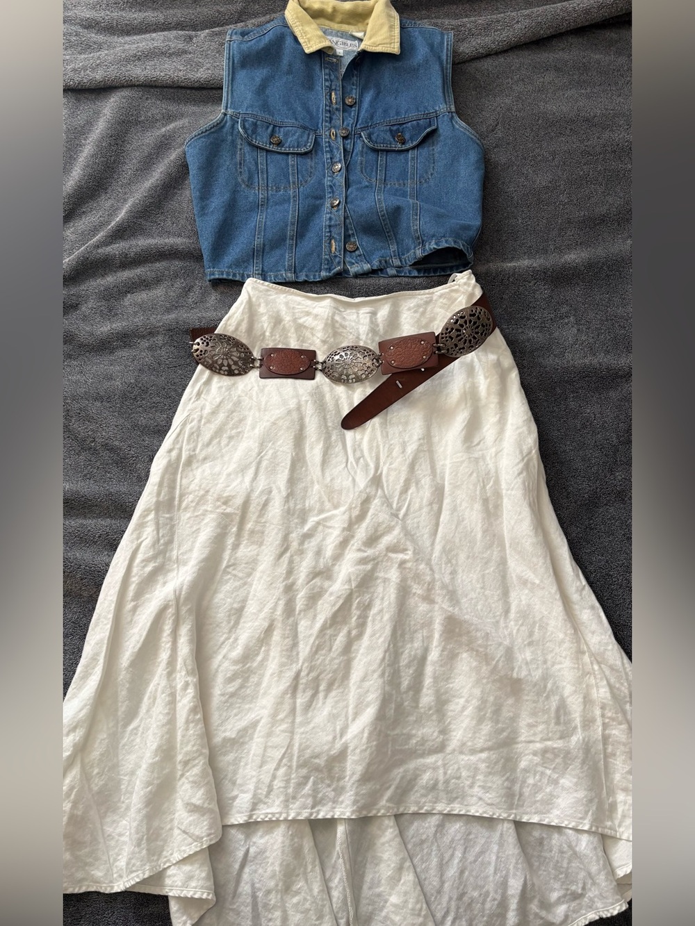 INC Women's Cream A-Line Linen Skirt